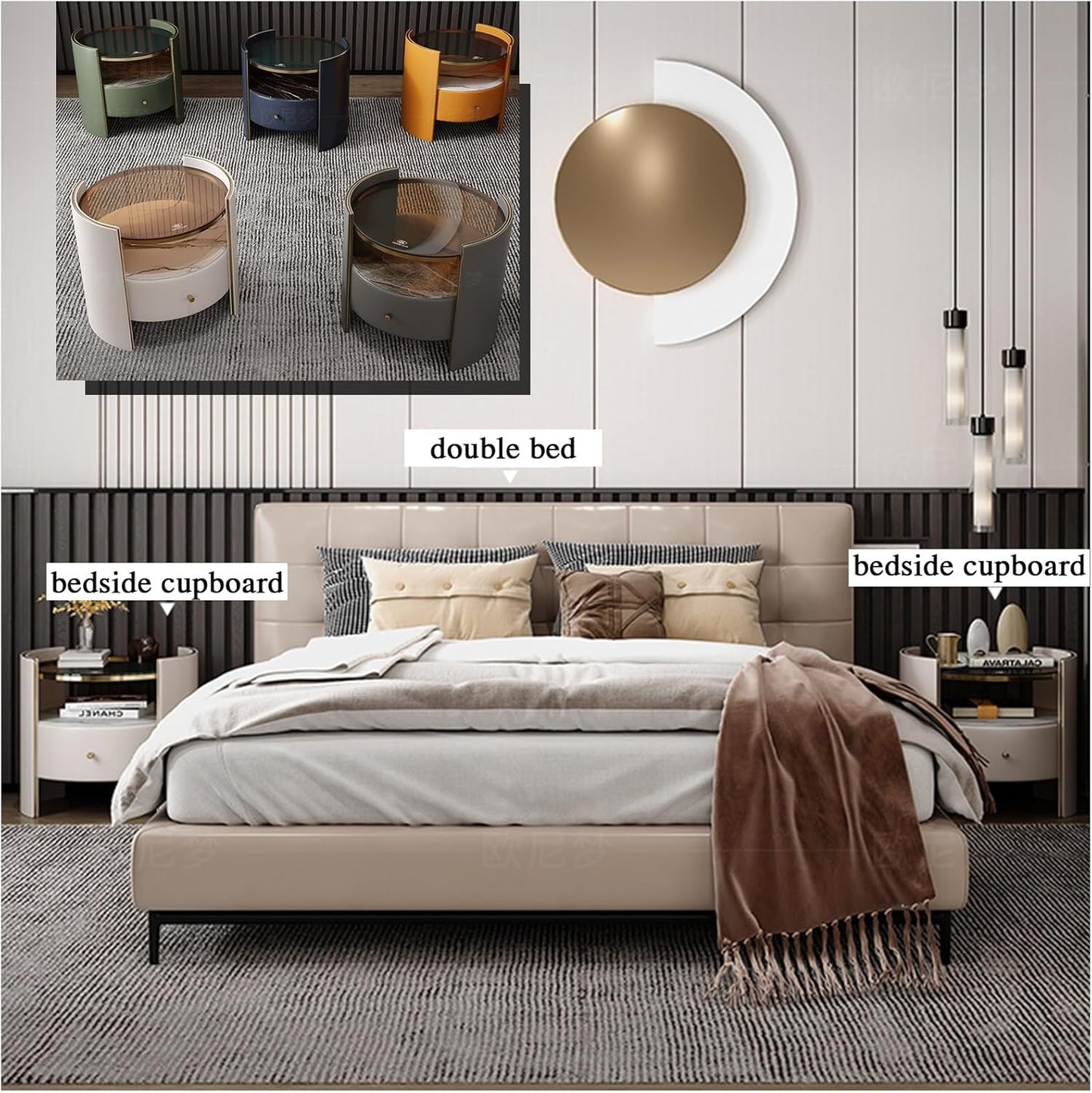 Modern Minimalist Nightstand with Drawer Storage, High Gloss Finish Compact Bedside Table, Space-Saving Bedroom Furniture with Silent Drawer, Gray
