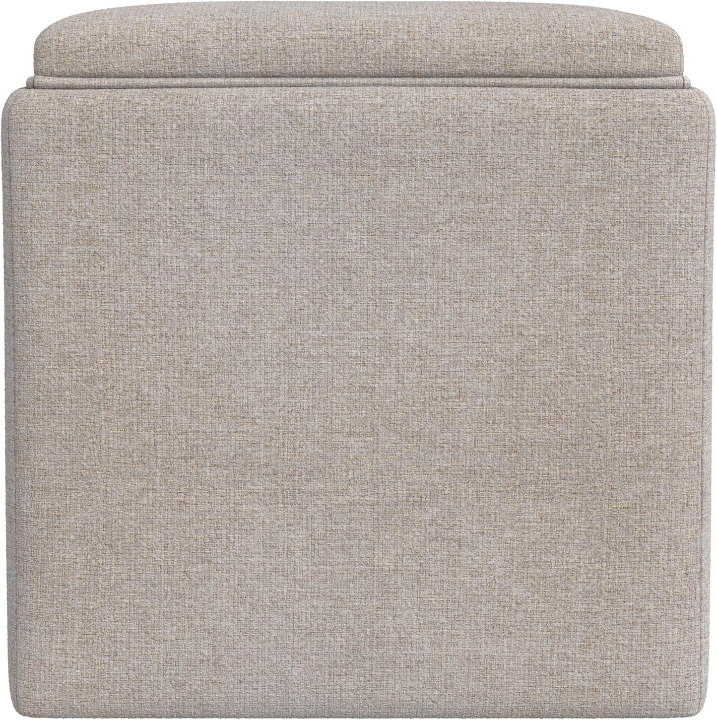Modern Square Storage Ottoman with Tray Top and Hidden Storage, Upholstered Woven Footrest Coffee Table for Living Room, Bedroom and Home Décor, Light Brown