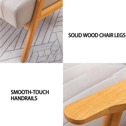 Upholstered Accent Armchair with Wood Frame, Comfortable Padded Sofa Chair for Living Room, Bedroom, Office & Reading Lounge Seating