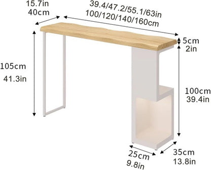 Modern Counter Height Bar Table with Storage Shelves, Rustic Wooden Pub Table for Kitchen, Home Bar, Bistro & Restaurant Use