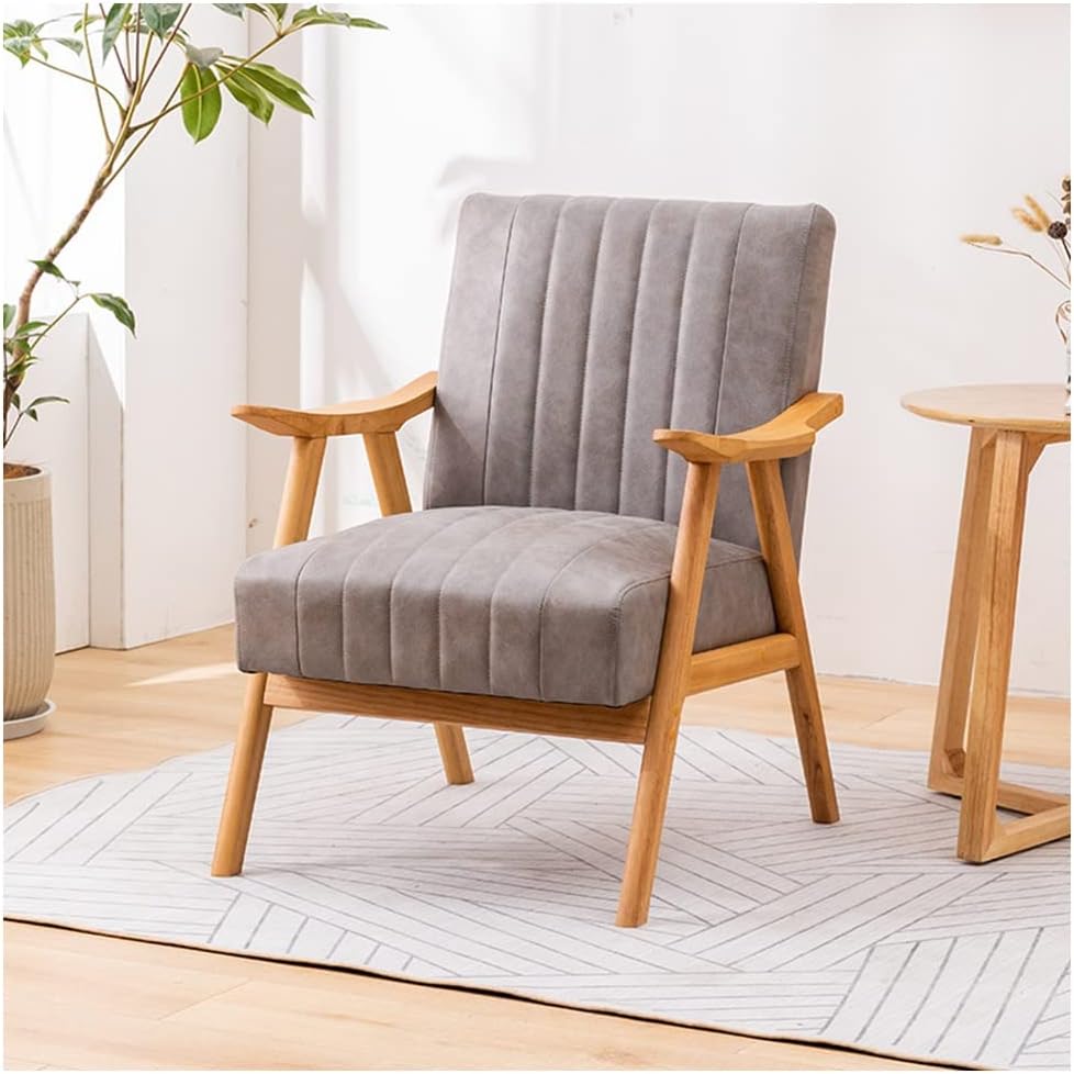 Upholstered Accent Armchair with Wood Frame, Comfortable Padded Sofa Chair for Living Room, Bedroom, Office & Reading Lounge Seating