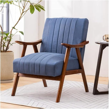 Upholstered Accent Armchair with Wood Frame, Comfortable Padded Sofa Chair for Living Room, Bedroom, Office & Reading Lounge Seating