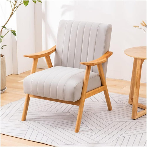 Upholstered Accent Armchair with Wood Frame, Comfortable Padded Sofa Chair for Living Room, Bedroom, Office & Reading Lounge Seating