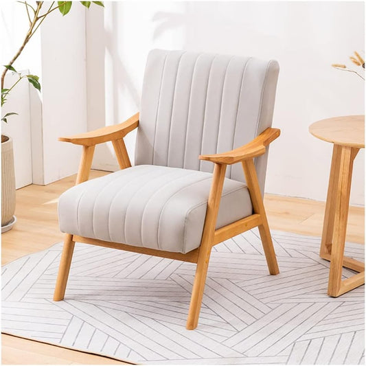 Upholstered Accent Armchair with Wood Frame, Comfortable Padded Sofa Chair for Living Room, Bedroom, Office & Reading Lounge Seating