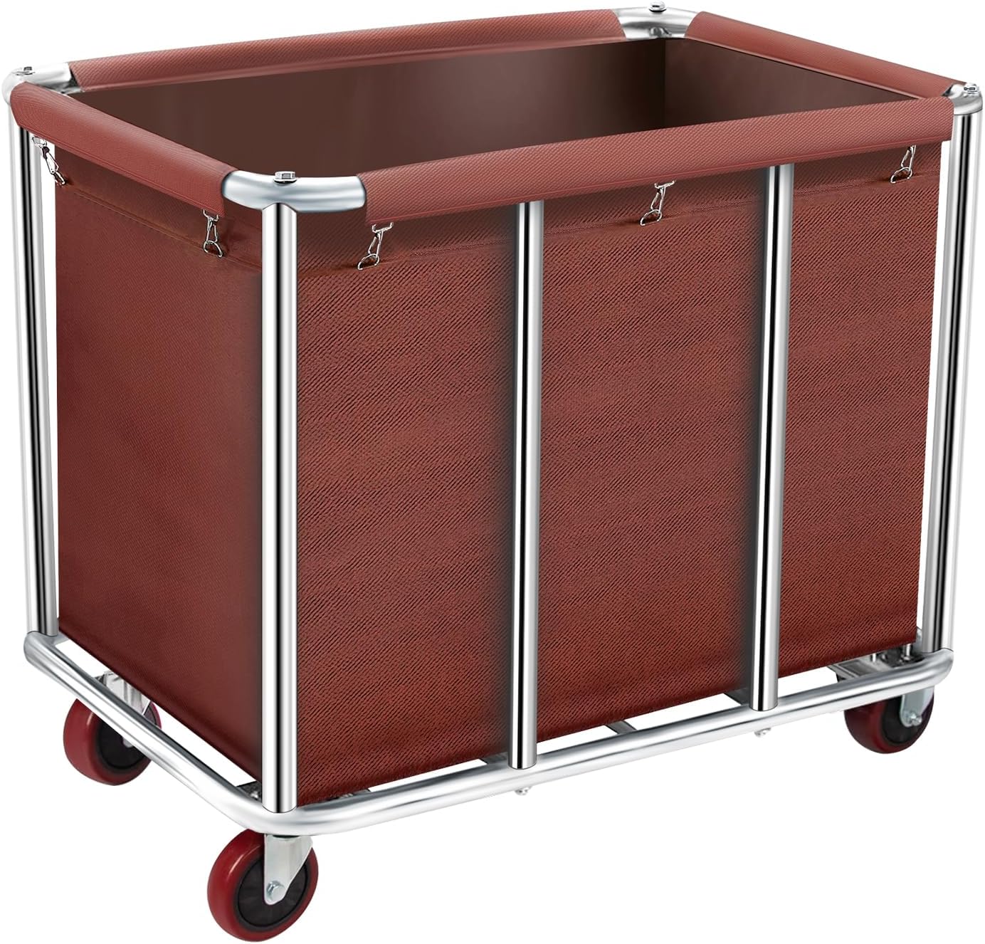 Heavy-Duty Commercial Laundry Cart on Wheels, 11.35 Bushels Large Capacity Rolling Laundry Basket with Removable Waterproof Canvas Bag for Home, Hotels & Facilities