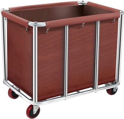 Heavy-Duty Commercial Laundry Cart on Wheels, 11.35 Bushels Large Capacity Rolling Laundry Basket with Removable Waterproof Canvas Bag for Home, Hotels & Facilities