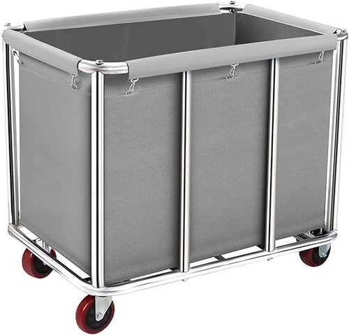 Heavy-Duty Commercial Laundry Cart on Wheels, 11.35 Bushels Large Capacity Rolling Laundry Basket with Removable Waterproof Canvas Bag for Home, Hotels & Facilities