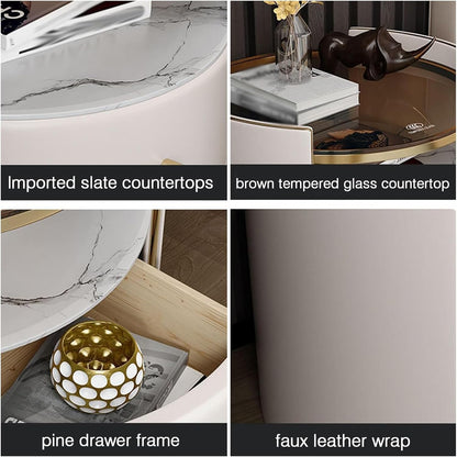 Modern Minimalist Nightstand with Drawer Storage, High Gloss Finish Compact Bedside Table, Space-Saving Bedroom Furniture with Silent Drawer, Gray