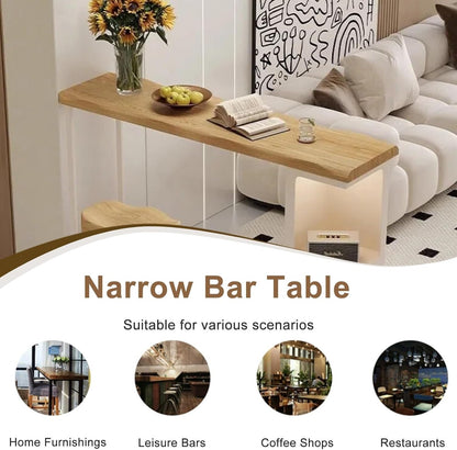 Modern Counter Height Bar Table with Storage Shelves, Rustic Wooden Pub Table for Kitchen, Home Bar, Bistro & Restaurant Use