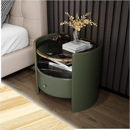 Modern Minimalist Nightstand with Drawer Storage, High Gloss Finish Compact Bedside Table, Space-Saving Bedroom Furniture with Silent Drawer, Gray
