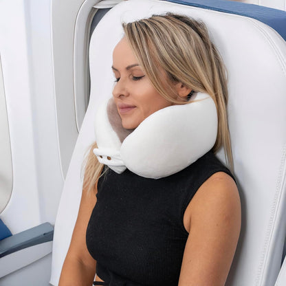 Memory Foam Travel Neck Pillow for Women, Ergonomic Airplane Neck Support Pillow for Flights, Road Trips and Travel, Compact Portable Design, Ash Grey