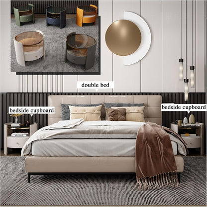 Modern Minimalist Nightstand with Drawer Storage, High Gloss Finish Compact Bedside Table, Space-Saving Bedroom Furniture with Silent Drawer, Gray