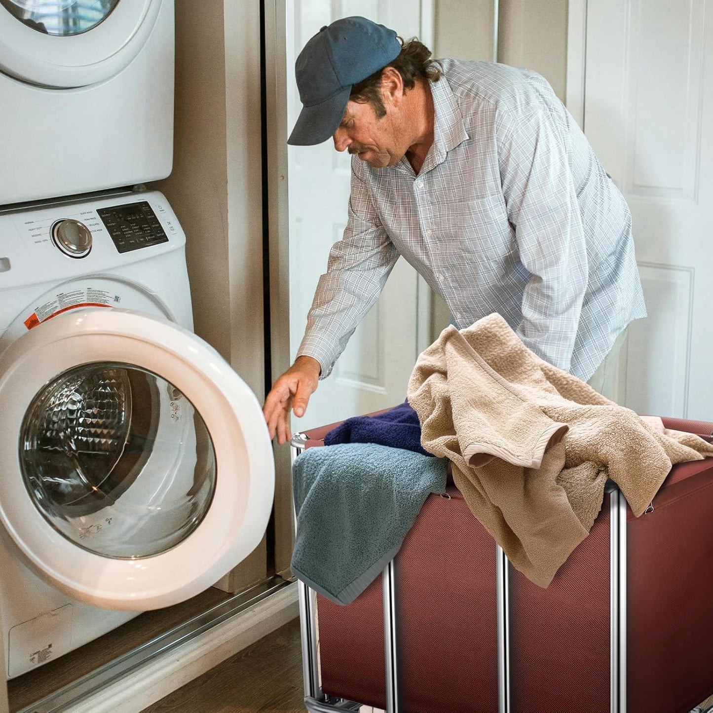 Heavy-Duty Commercial Laundry Cart on Wheels, 11.35 Bushels Large Capacity Rolling Laundry Basket with Removable Waterproof Canvas Bag for Home, Hotels & Facilities