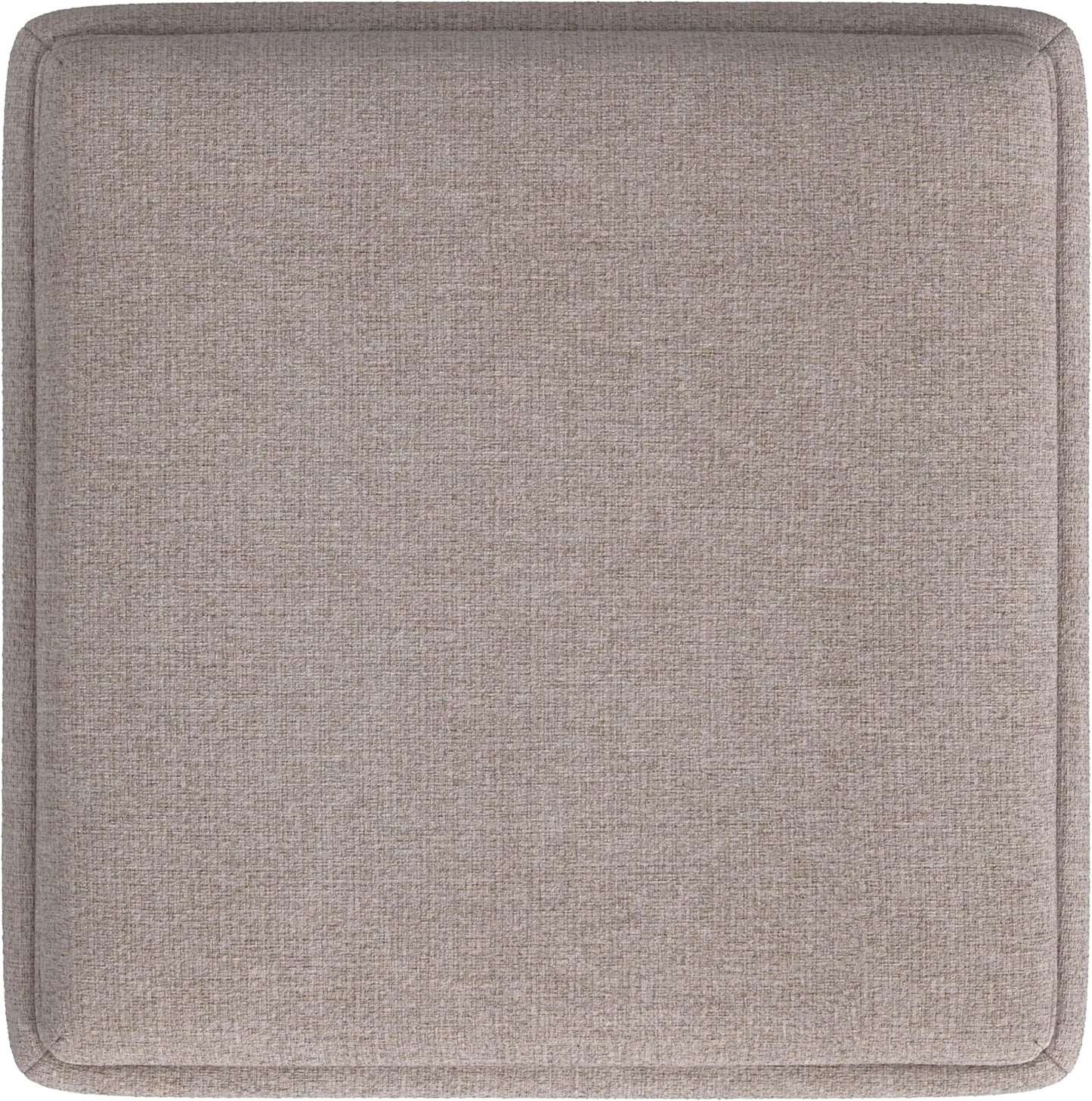 Modern Square Storage Ottoman with Tray Top and Hidden Storage, Upholstered Woven Footrest Coffee Table for Living Room, Bedroom and Home Décor, Light Brown