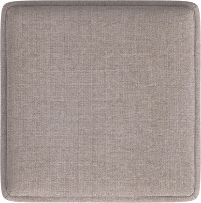 Modern Square Storage Ottoman with Tray Top and Hidden Storage, Upholstered Woven Footrest Coffee Table for Living Room, Bedroom and Home Décor, Light Brown
